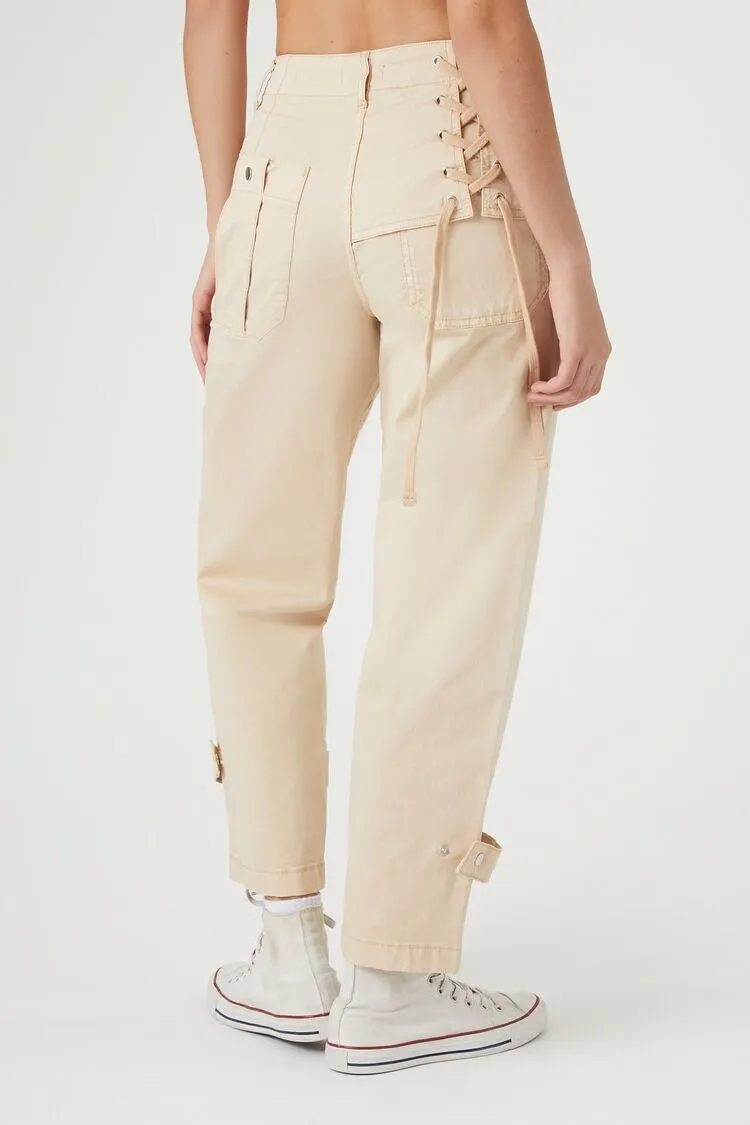 Lace-Up Straight-Leg Pants
