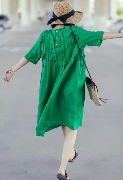 Linen Dresses Women Summer Dresses Short Sleeve