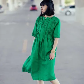 Linen Dresses Women Summer Dresses Short Sleeve