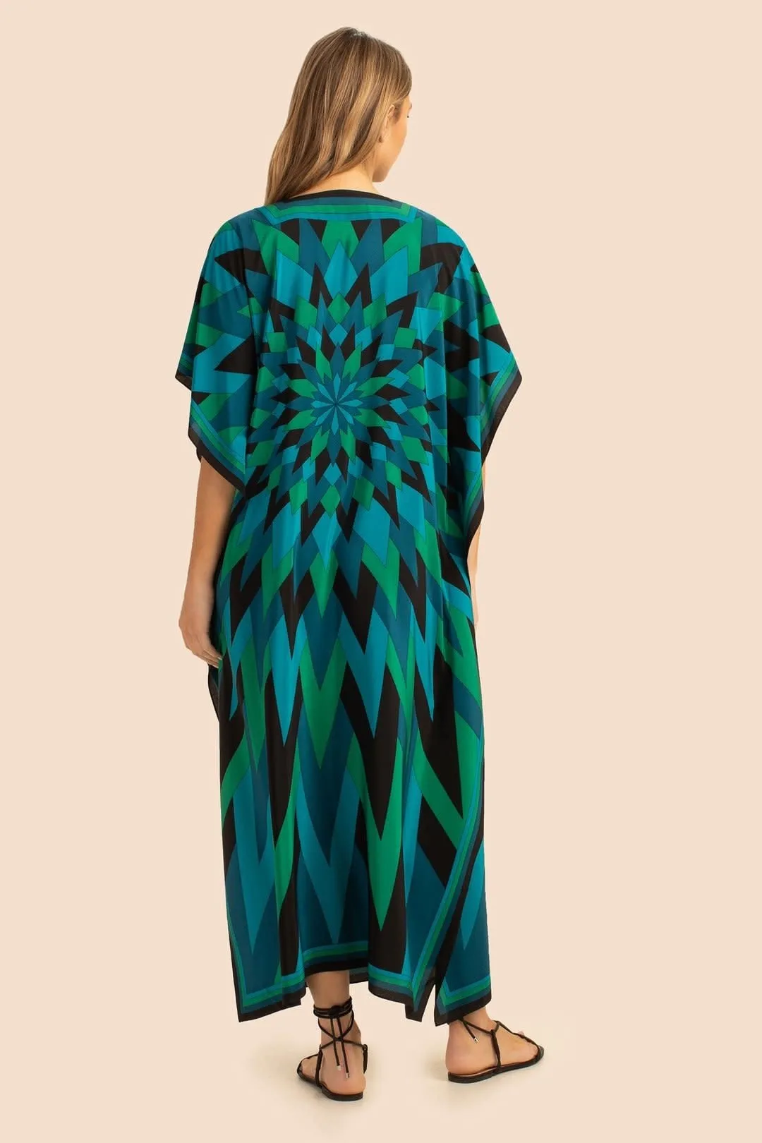 Long Dresses, Silk Crepe Digital Printed Kaftan For Women's