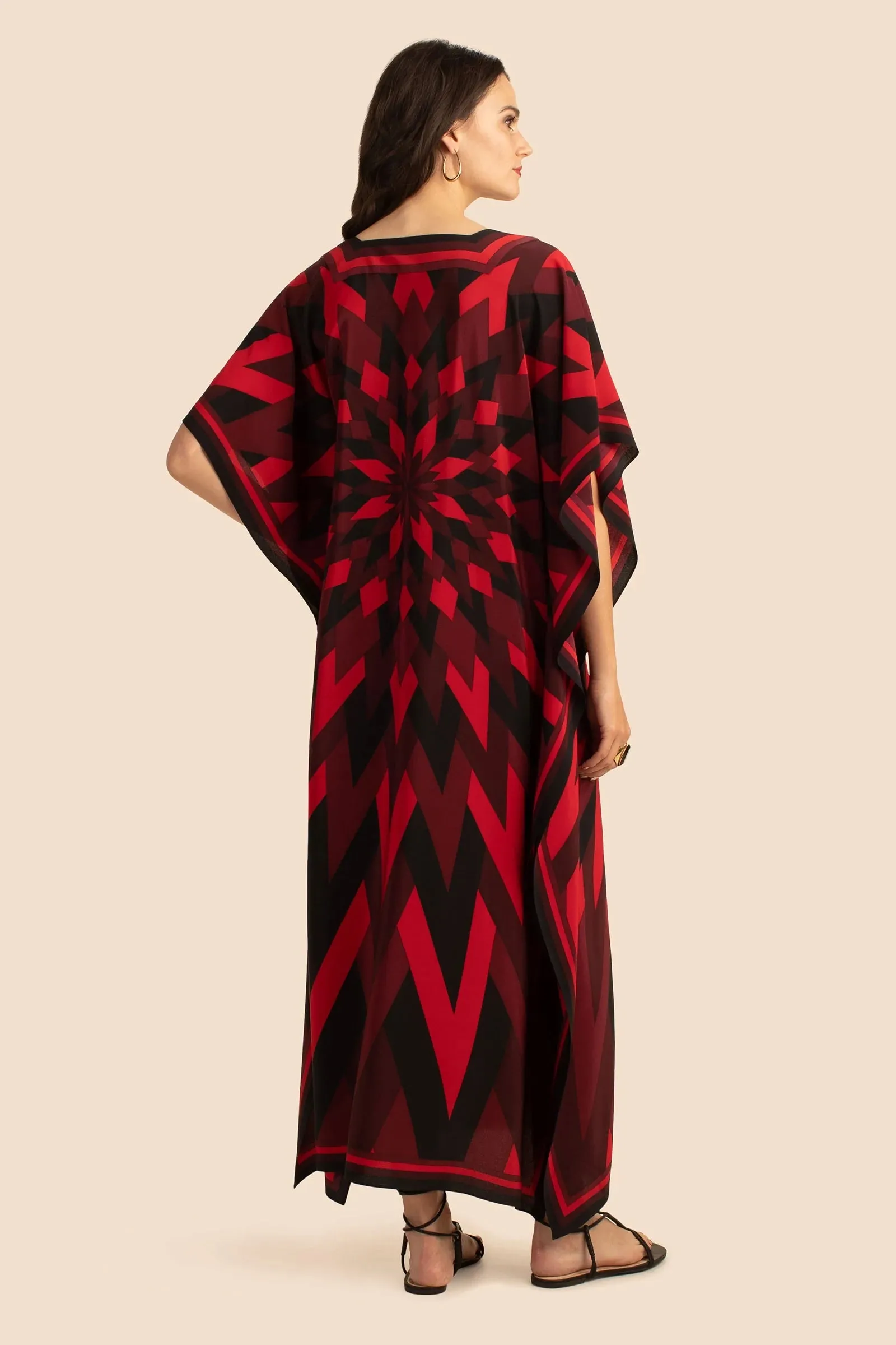 Long Dresses, Silk Crepe Digital Printed Kaftan For Women's