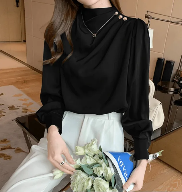 Long Sleeve High Neck Blouse