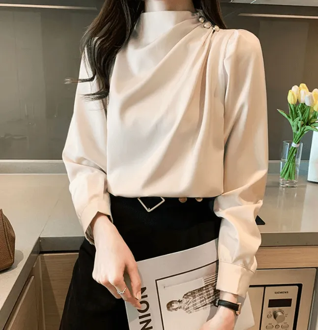 Long Sleeve High Neck Blouse