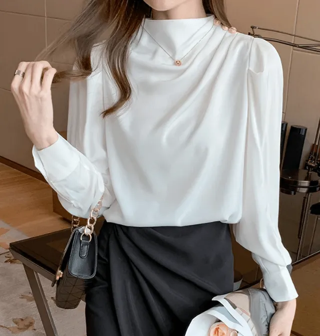 Long Sleeve High Neck Blouse
