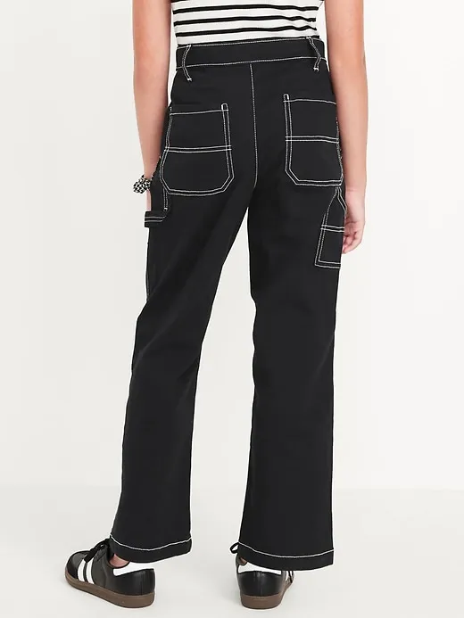 Loose High-Waisted Carpenter Pants for Girls