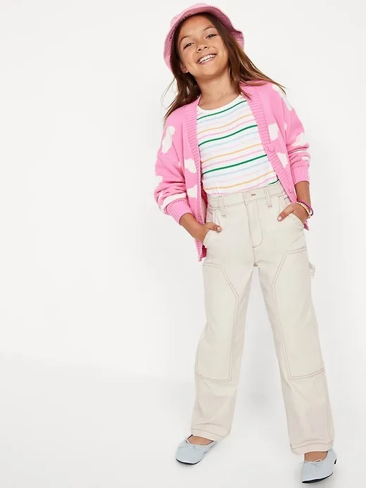 Loose High-Waisted Carpenter Pants for Girls