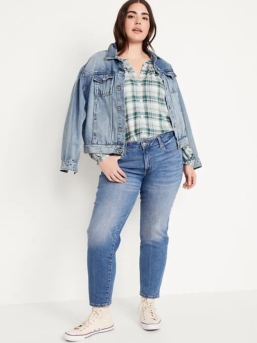 Loose Split-Neck Button-Down Top