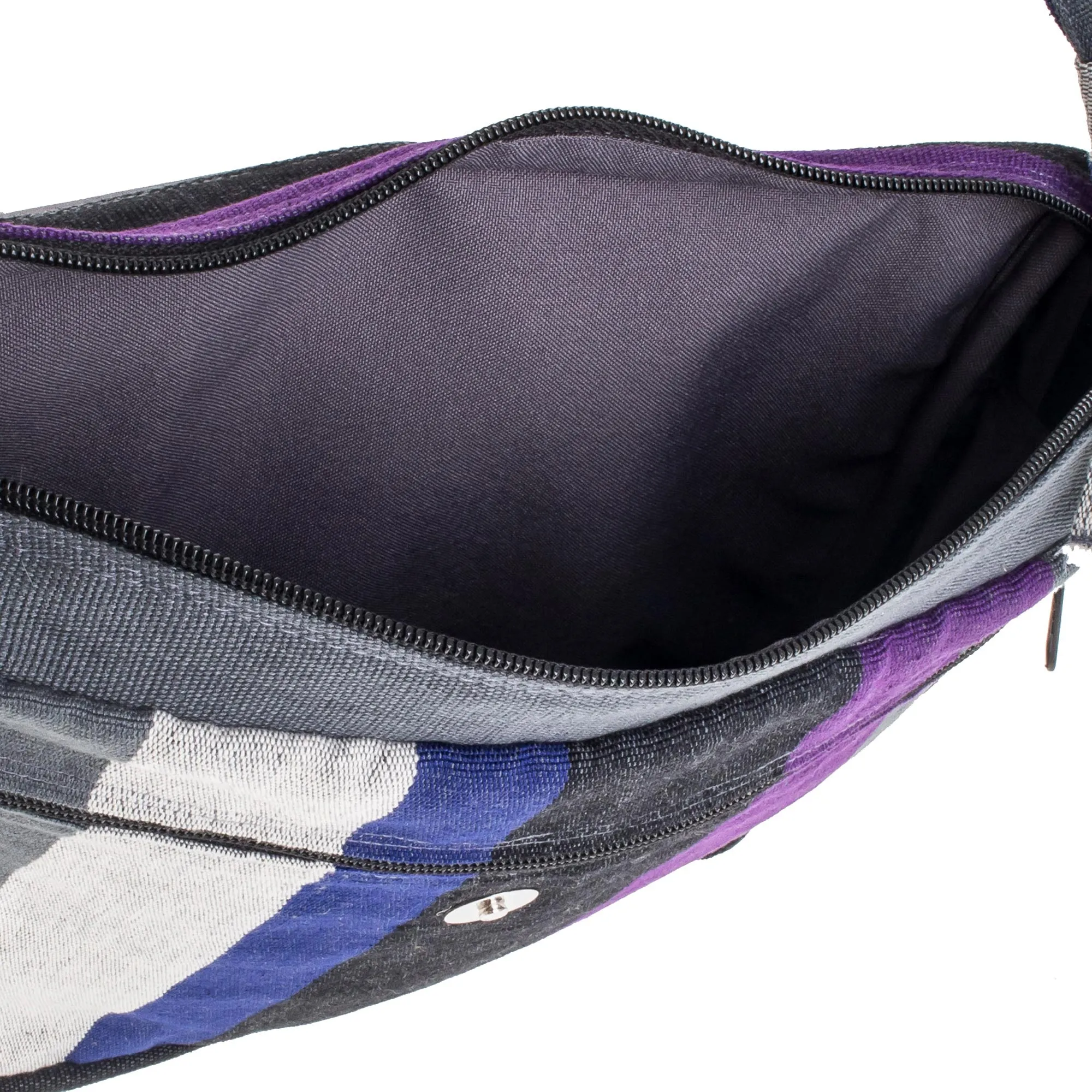 Luscious Gray Handcrafted Cotton Messenger Bag Lined