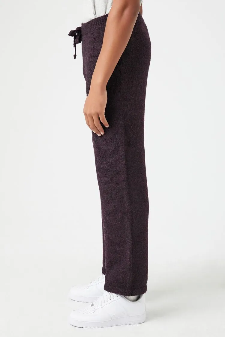 Marled Drawstring Straight Pants