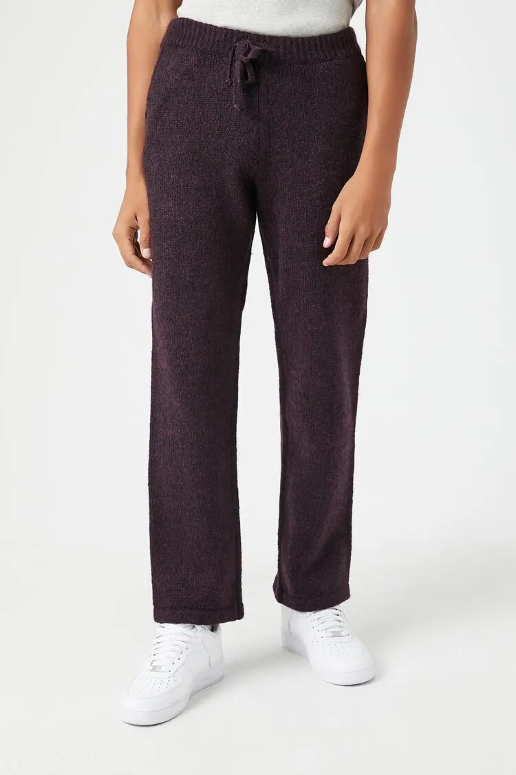Marled Drawstring Straight Pants