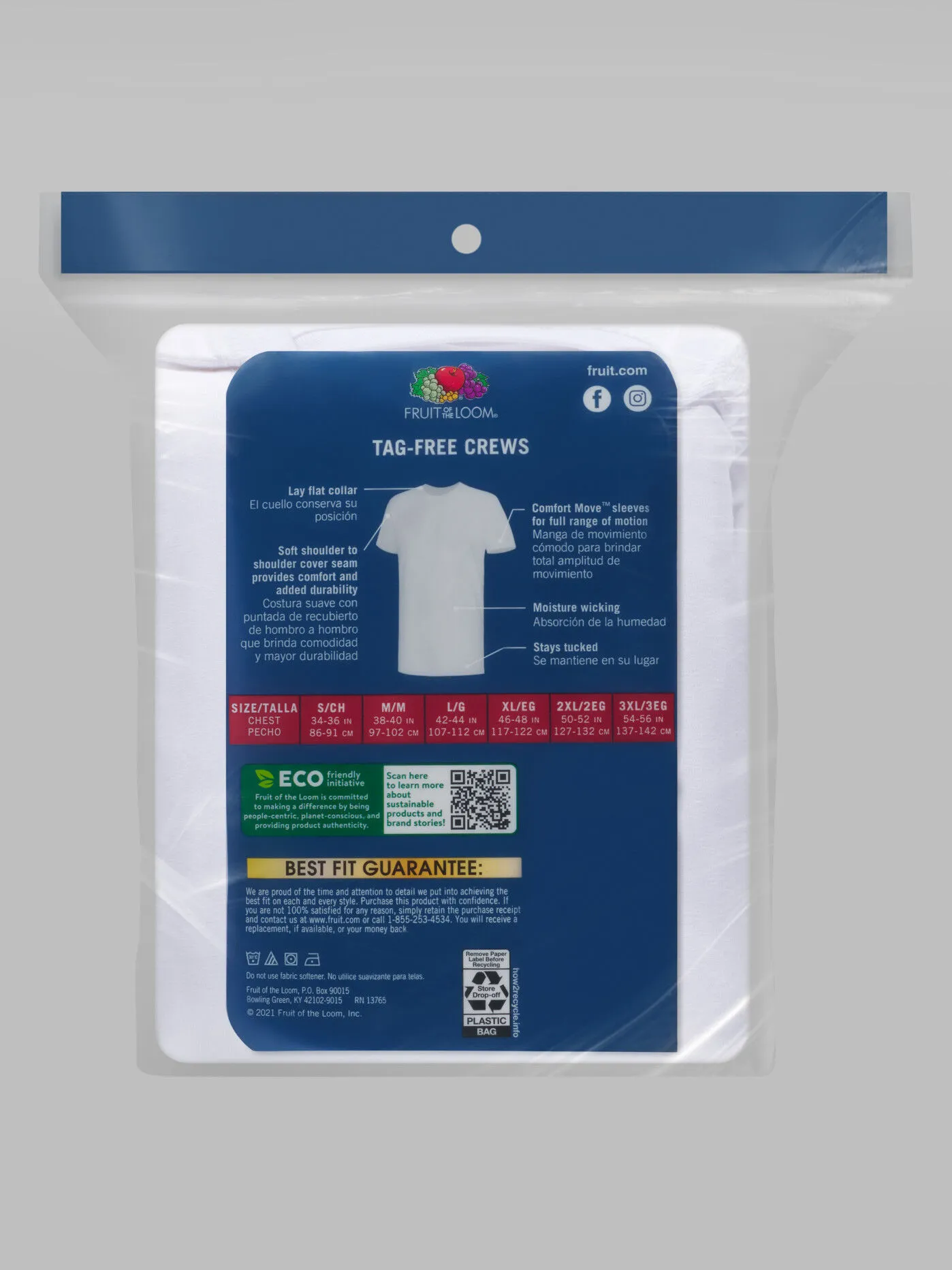 Men's Short Sleeve Crew T-Shirt, Extended Sizes White 6 Pack