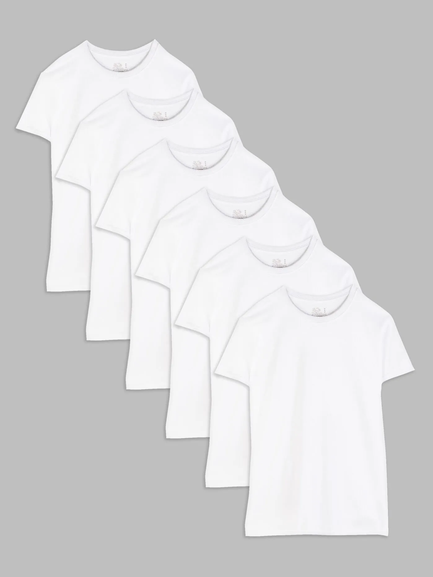 Men's Short Sleeve Crew T-Shirts, White 6 Pack