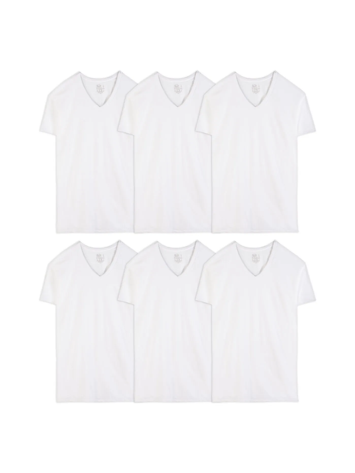 Men's Short Sleeve V-neck T-Shirts, White 6 Pack