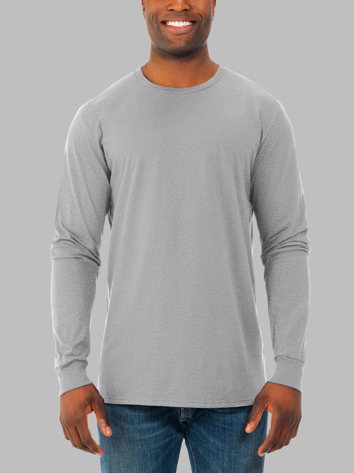 Men's Soft Long Sleeve Crew T-Shirt, 2XL, Athletic Heather, 2 Pack
