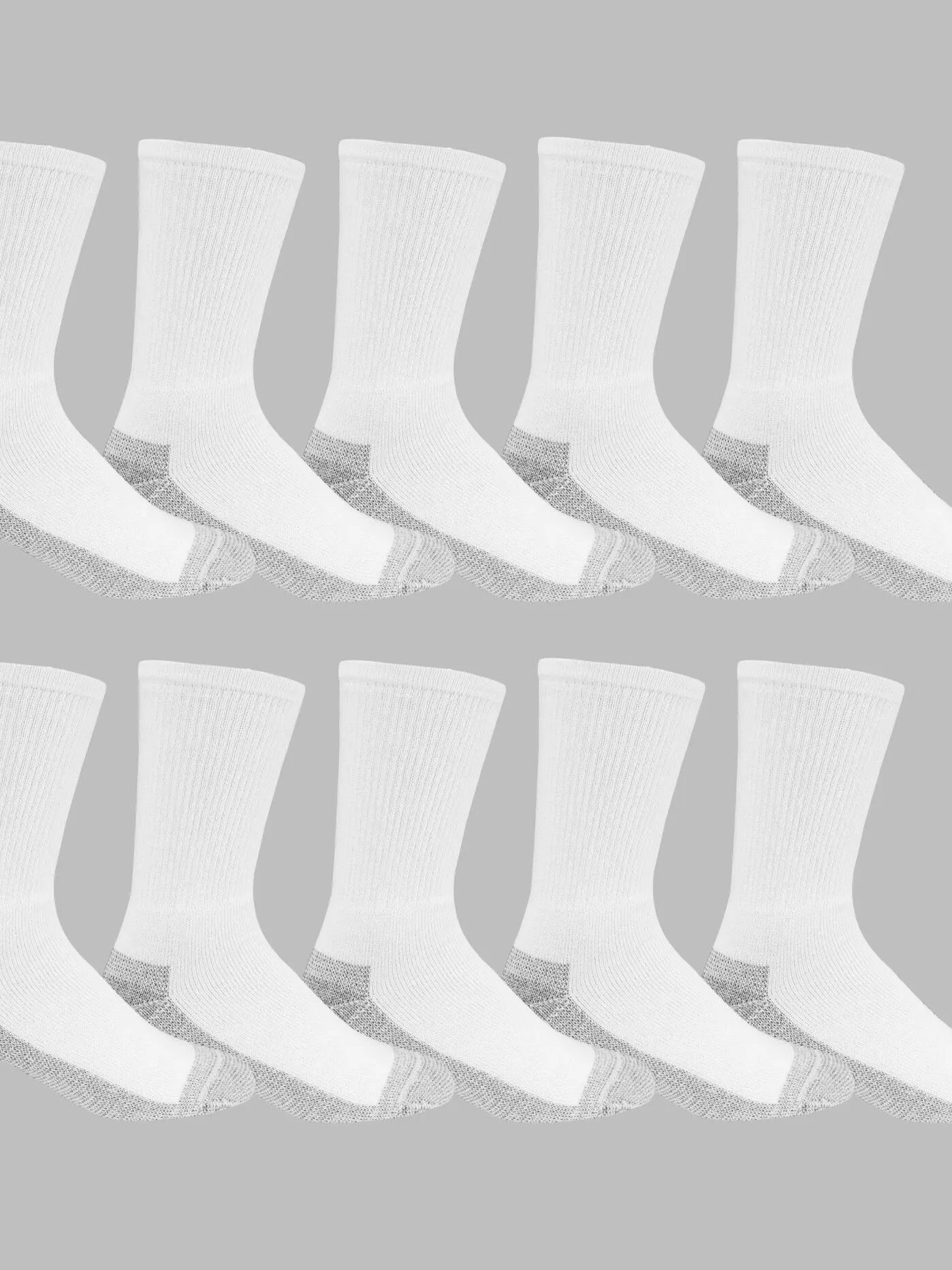 Men's Workgear&trade; Crew Socks White, 10 Pack, Size 6-12