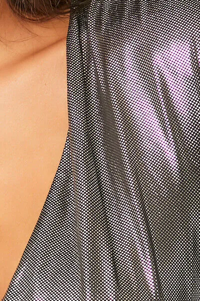 Metallic Knit V-Neck Top