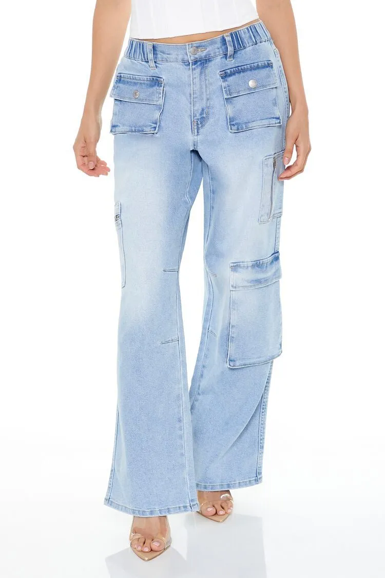 Mid-Rise Wide-Leg Cargo Jeans