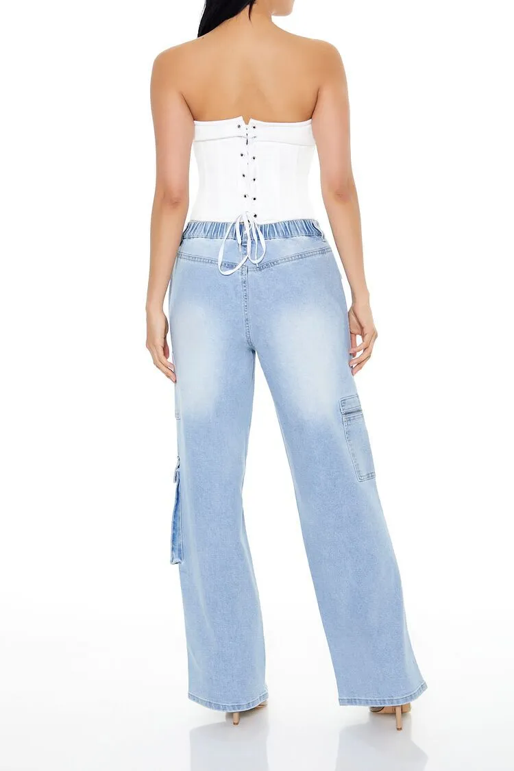 Mid-Rise Wide-Leg Cargo Jeans