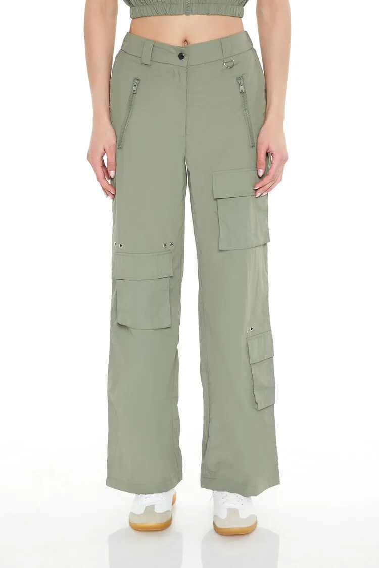 Mid-Rise Wide-Leg Cargo Pants
