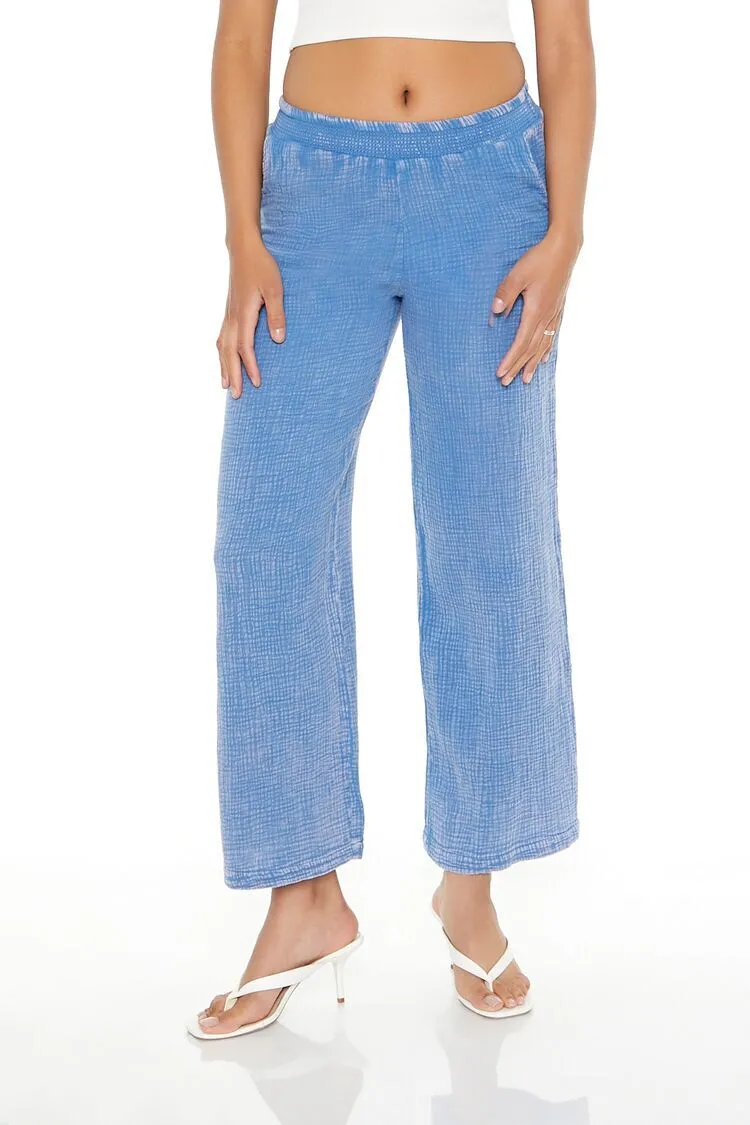 Mineral Wash Wide-Leg Pants