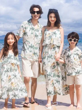 Parent-Child Clothing Clothes for the Whole Family Couple Clothing Hainan Sanya Seaside Beach Skirt Vacation Mother-Daughter Dress Hawaiian Shirt