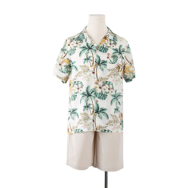 Parent-Child Clothing Clothes for the Whole Family Couple Clothing Hainan Sanya Seaside Beach Skirt Vacation Mother-Daughter Dress Hawaiian Shirt