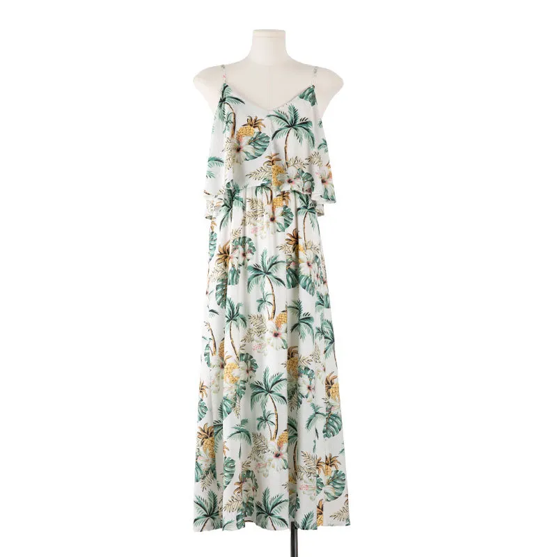 Parent-Child Clothing Clothes for the Whole Family Couple Clothing Hainan Sanya Seaside Beach Skirt Vacation Mother-Daughter Dress Hawaiian Shirt