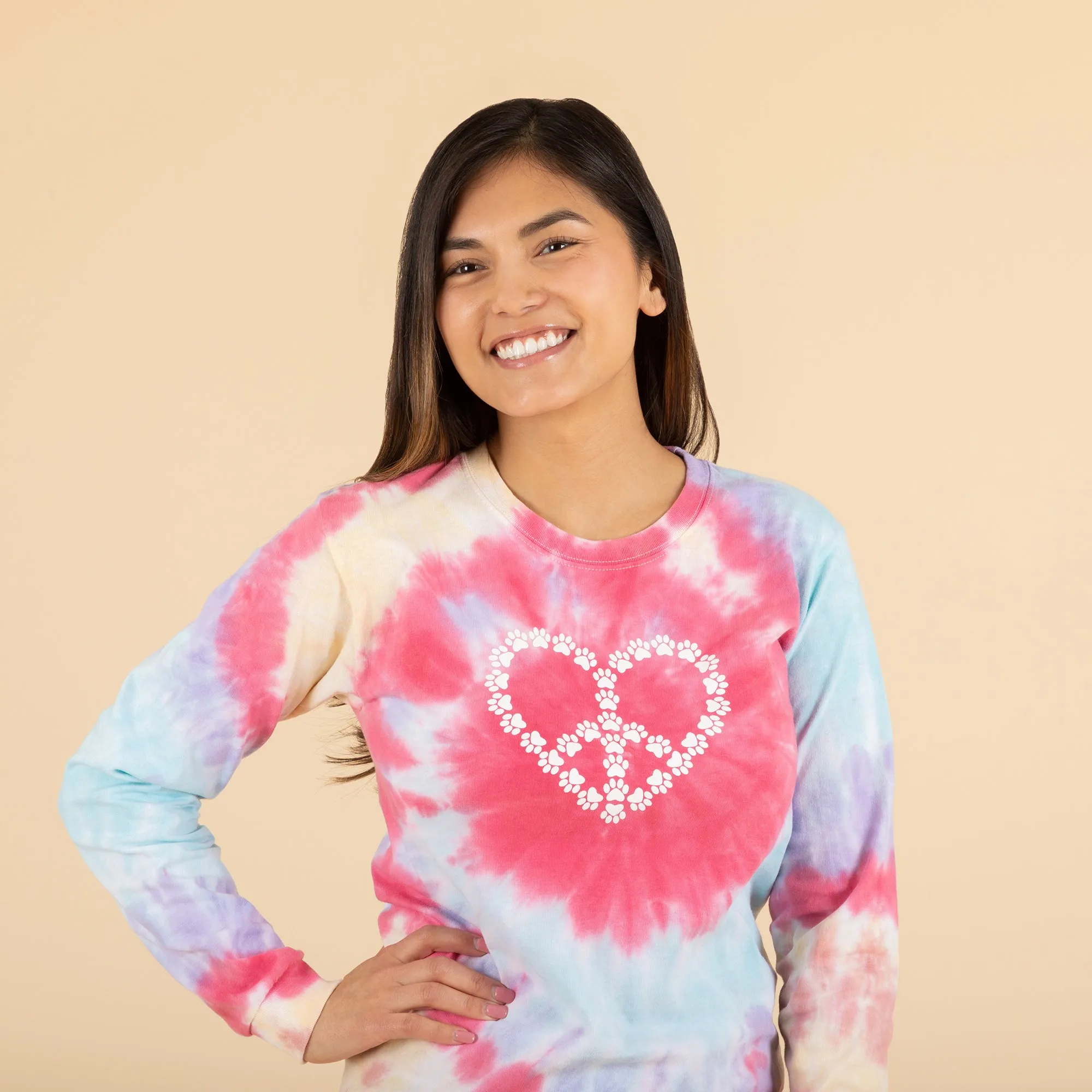 Paw Peace Tie-Dye Long Sleeve Tee