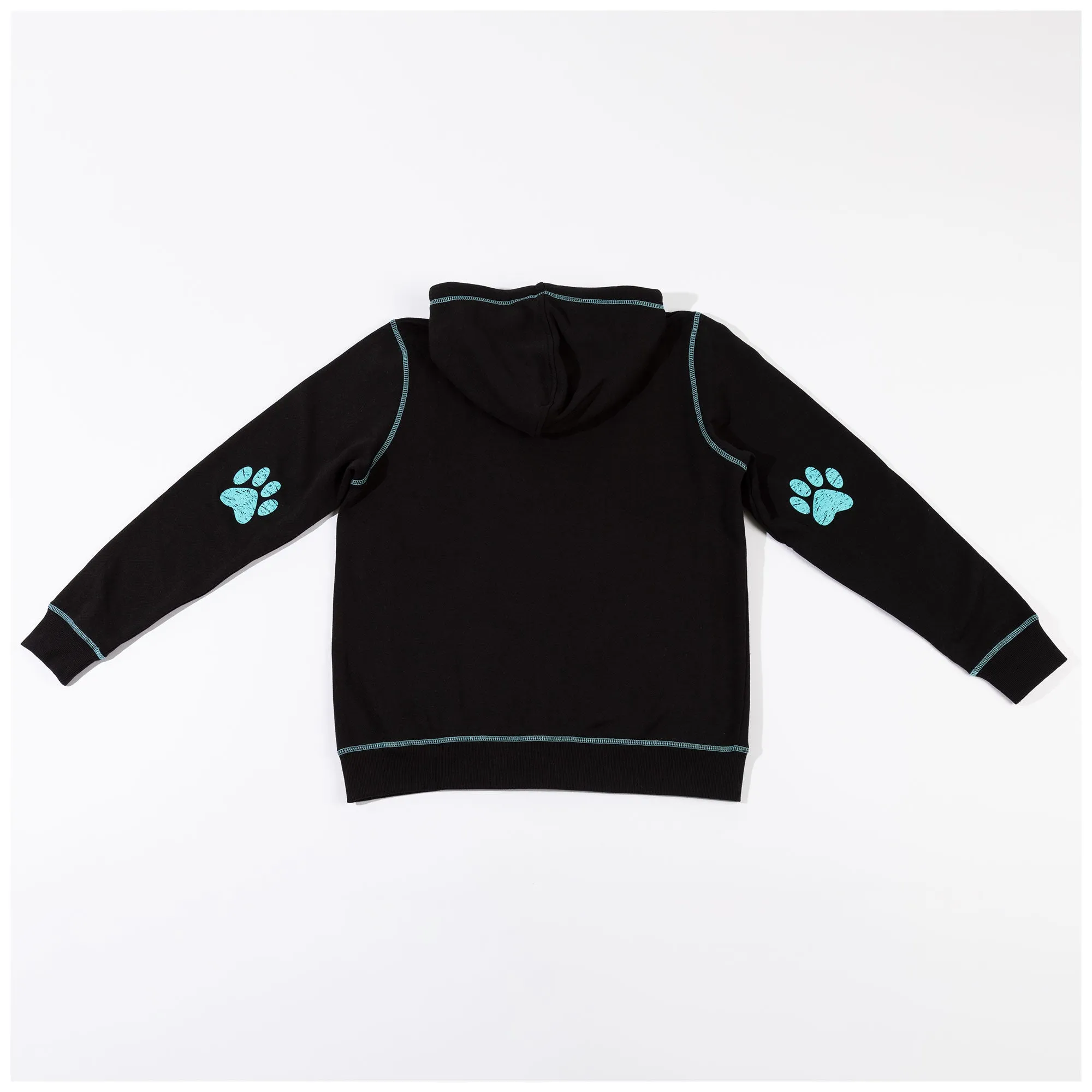 Paw Print Contrast Stitching Zip Up Hoodie