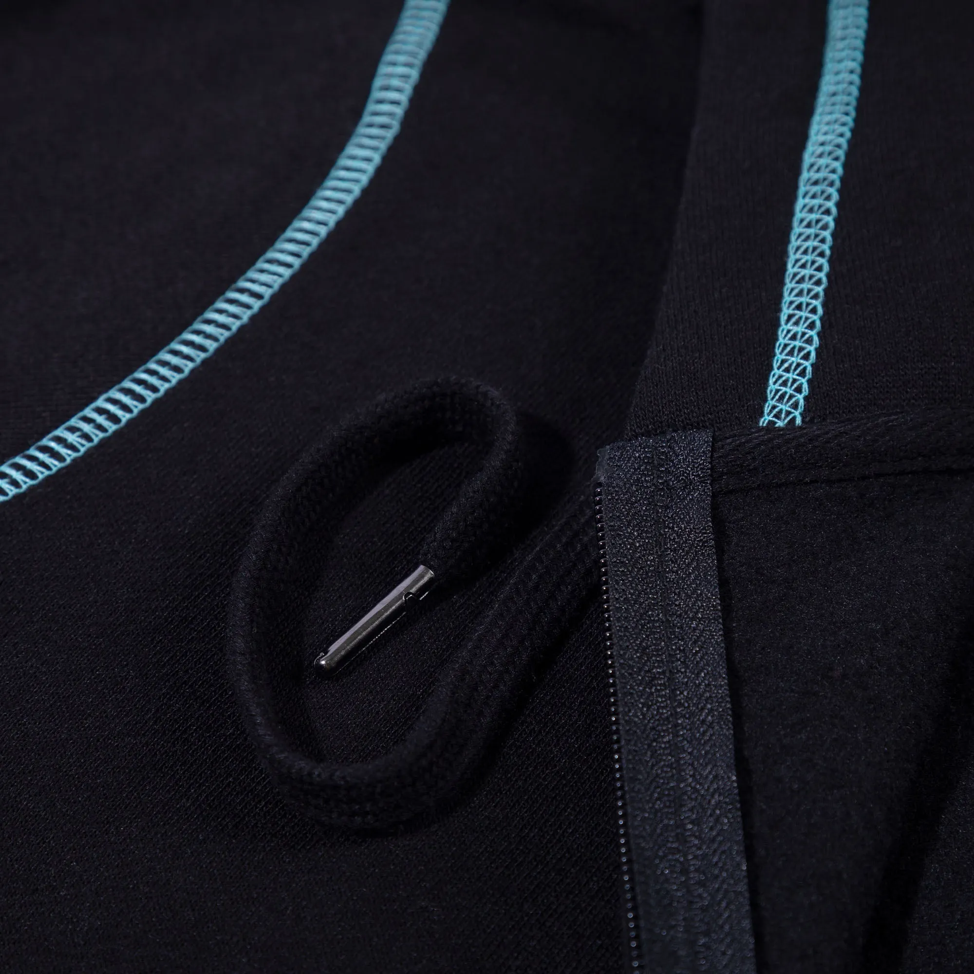 Paw Print Contrast Stitching Zip Up Hoodie