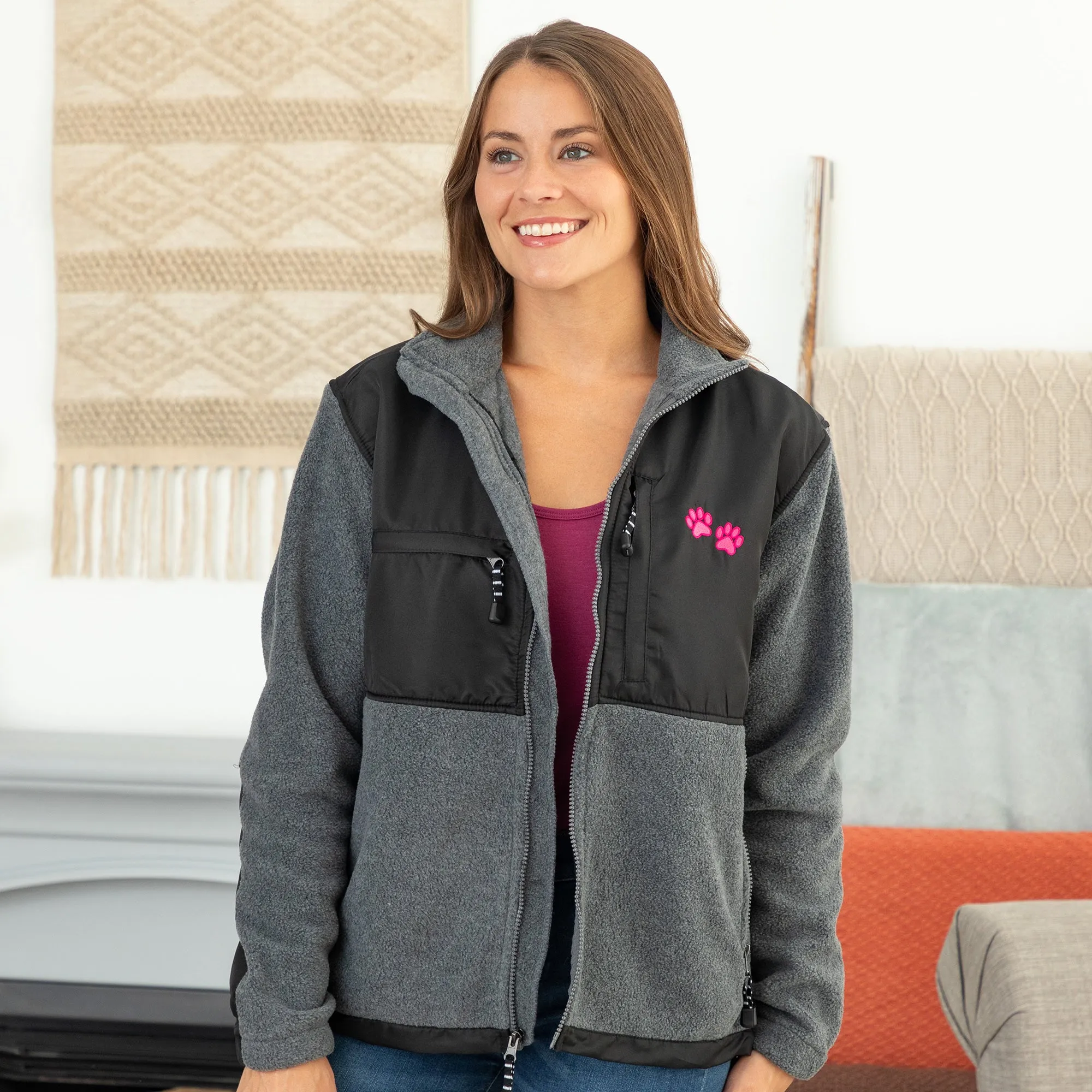 Paw Print Heavyweight Polar Fleece Jacket