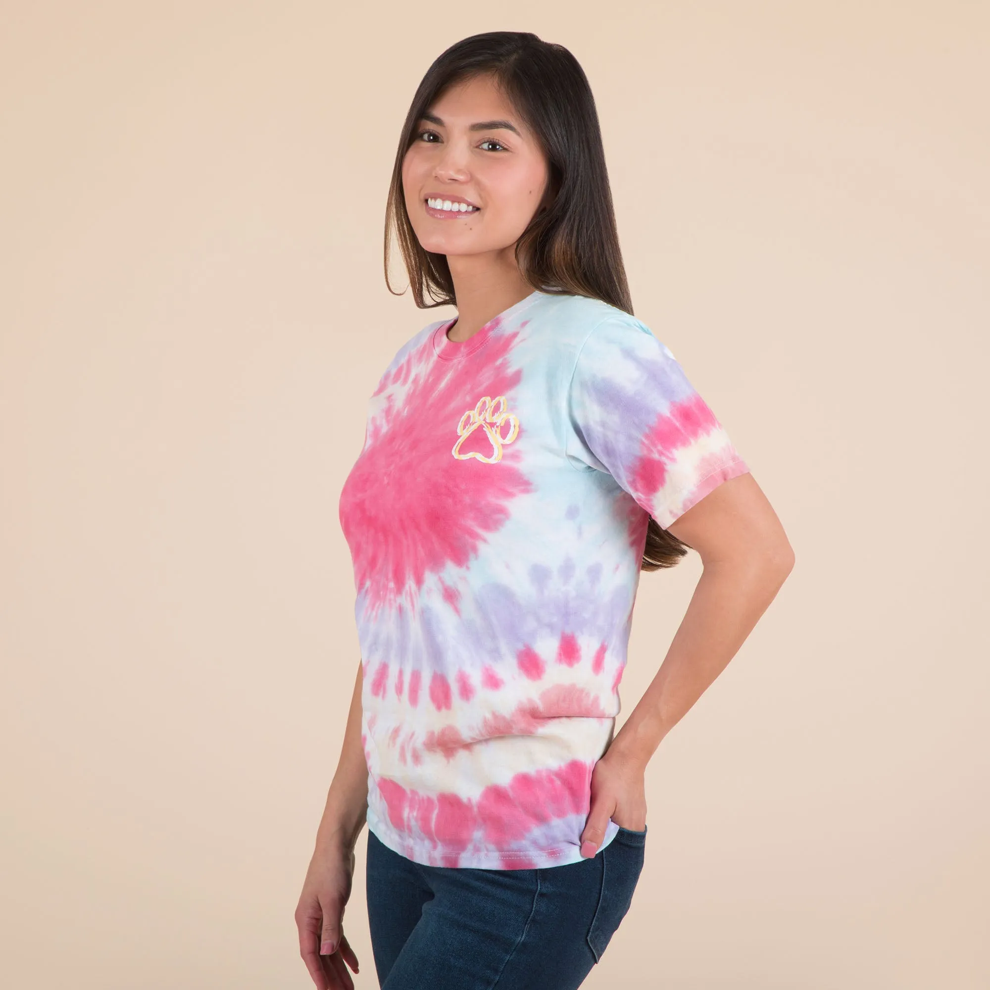 Paw Print Tie-Dye Short Sleeve T-Shirt