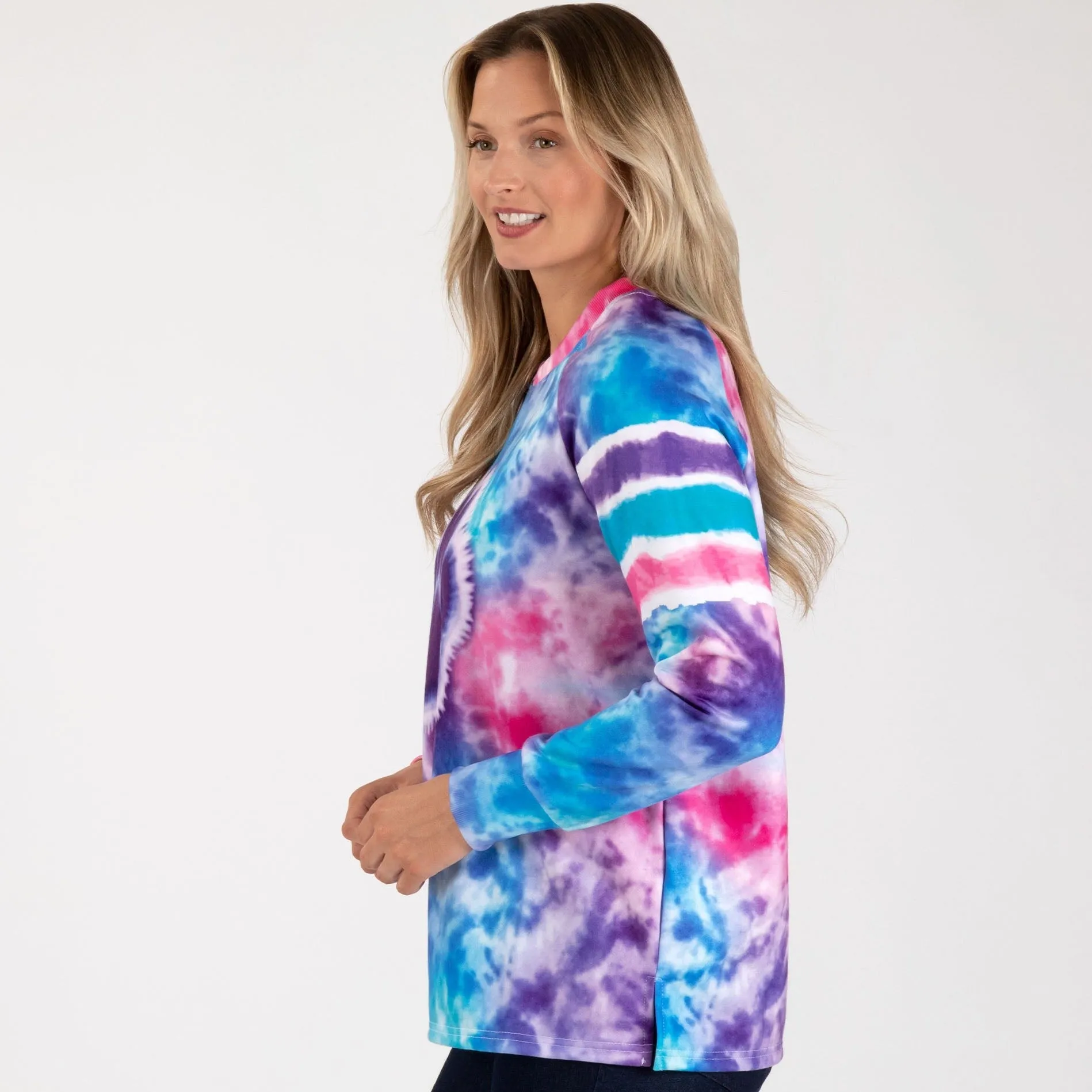 Paw Tie-Dye Stripe Lightweight Crew Sweatshirt