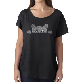 Peeking Cat  - Women's Loose Fit Dolman Cut Word Art Shirt