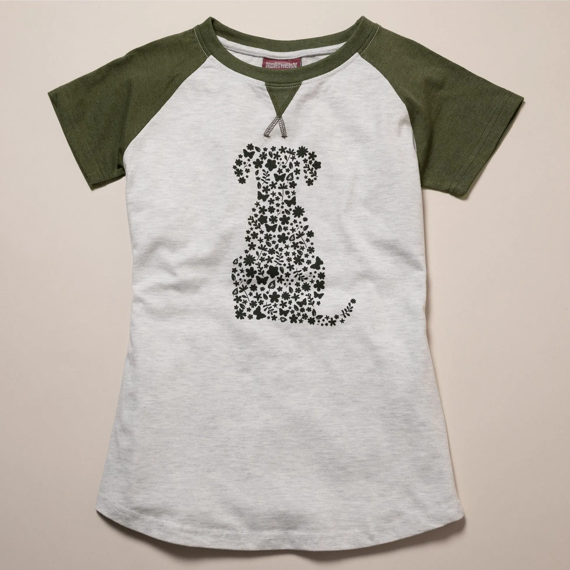 Pet Flower Raglan Cap Sleeve Tee