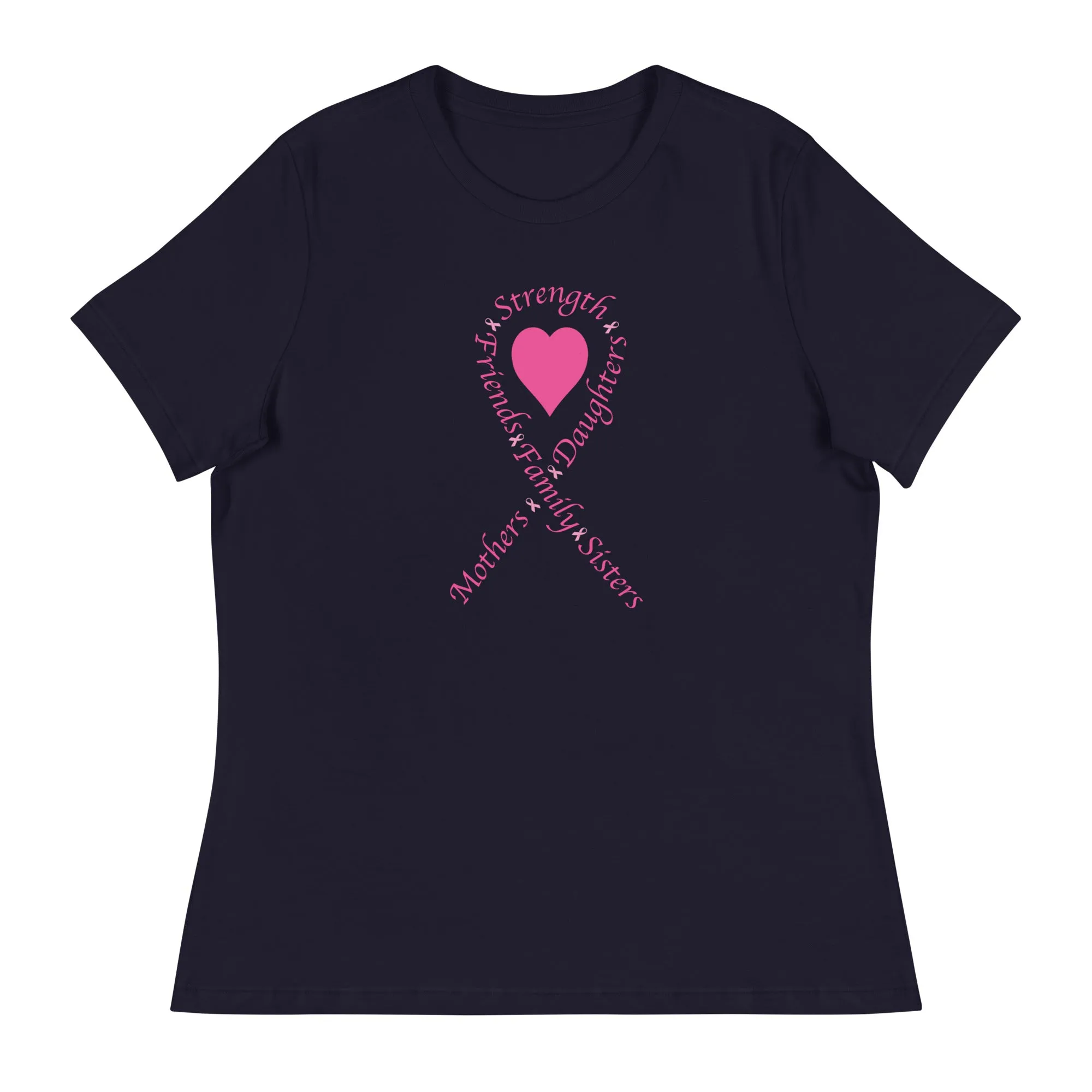 Pink Heart Ribbon Women's Relaxed T-Shirt