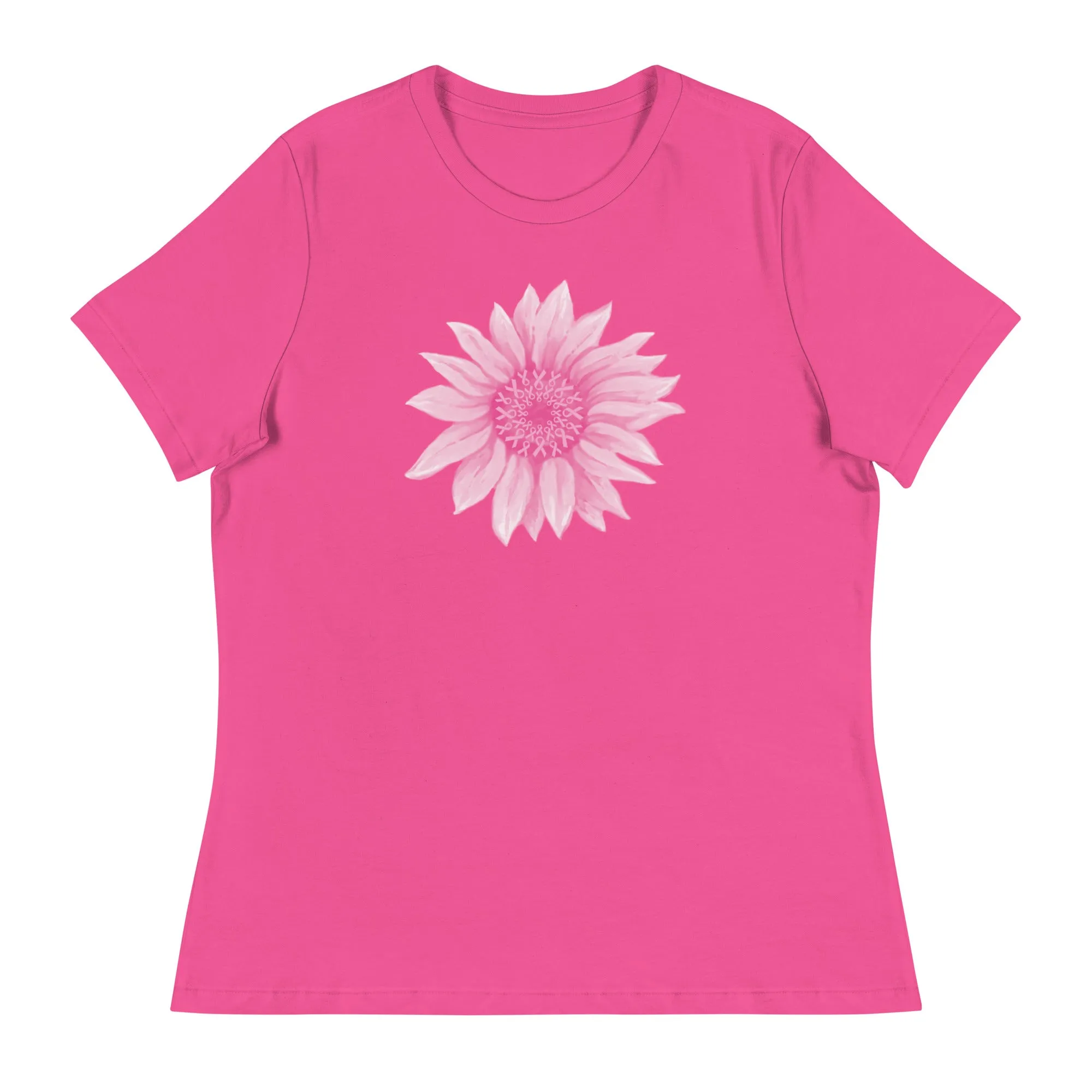 Pink Ribbon Sunflower Women's Relaxed T-Shirt
