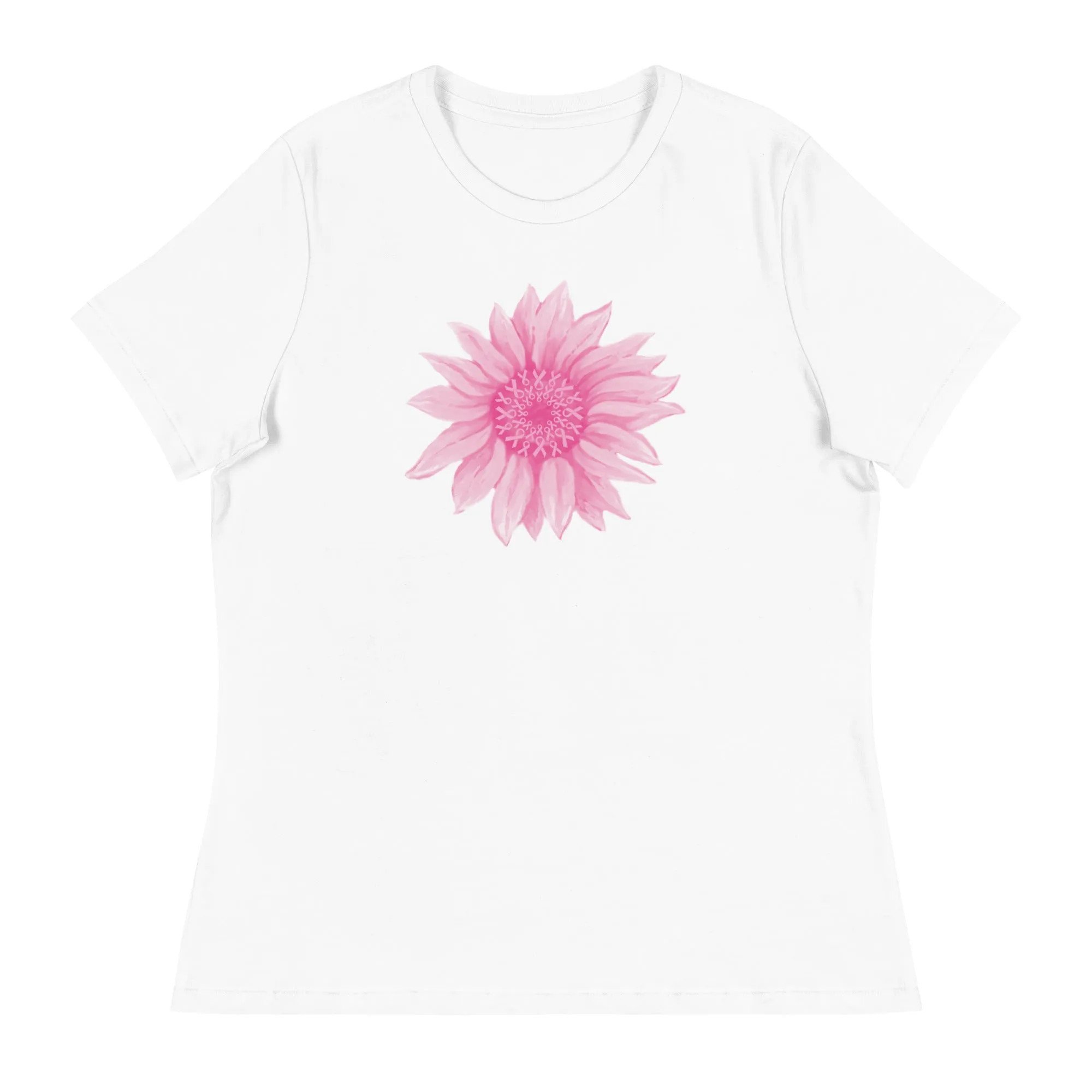 Pink Ribbon Sunflower Women's Relaxed T-Shirt