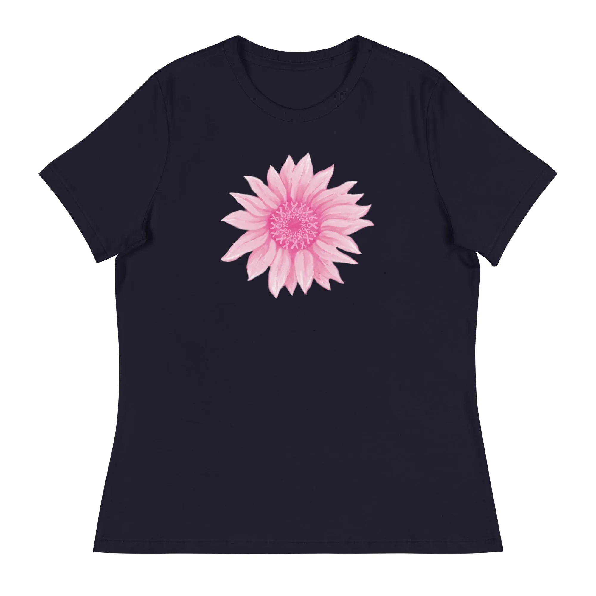 Pink Ribbon Sunflower Women's Relaxed T-Shirt