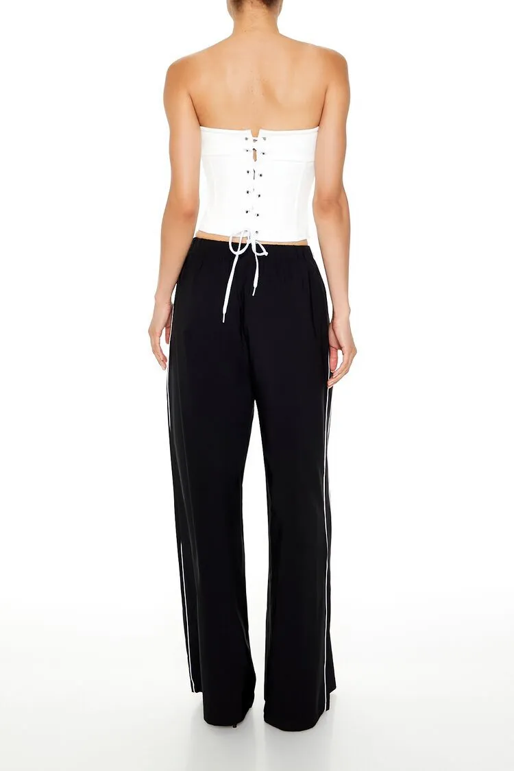 Piped-Trim Wide-Leg Pants