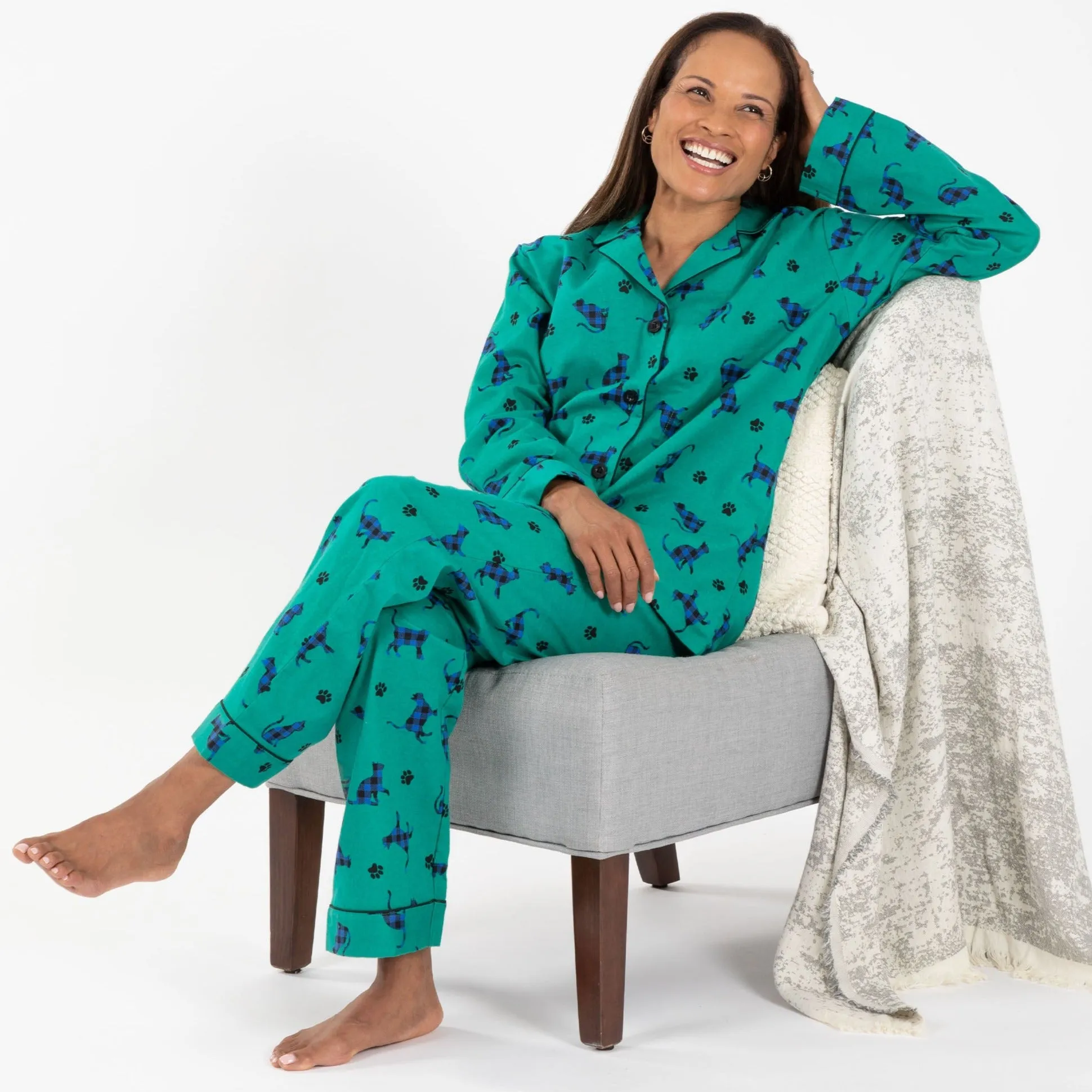 Plaid Pets Flannel Pajama Set