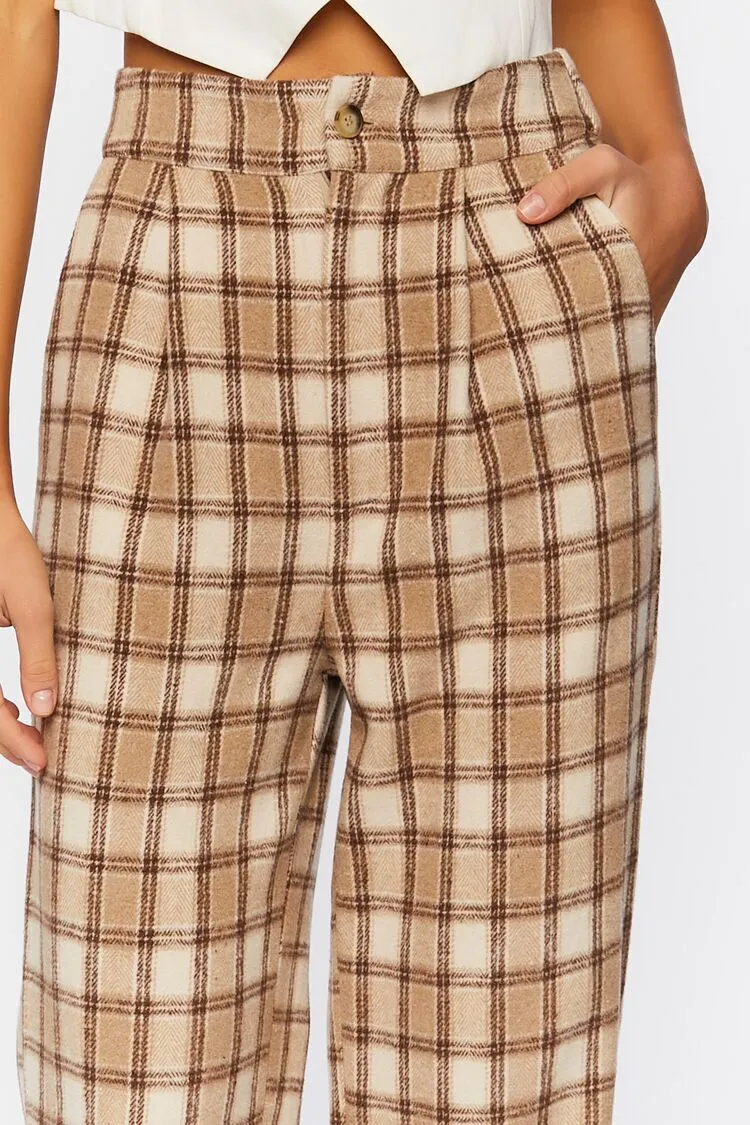 Plaid Straight-Leg Pants