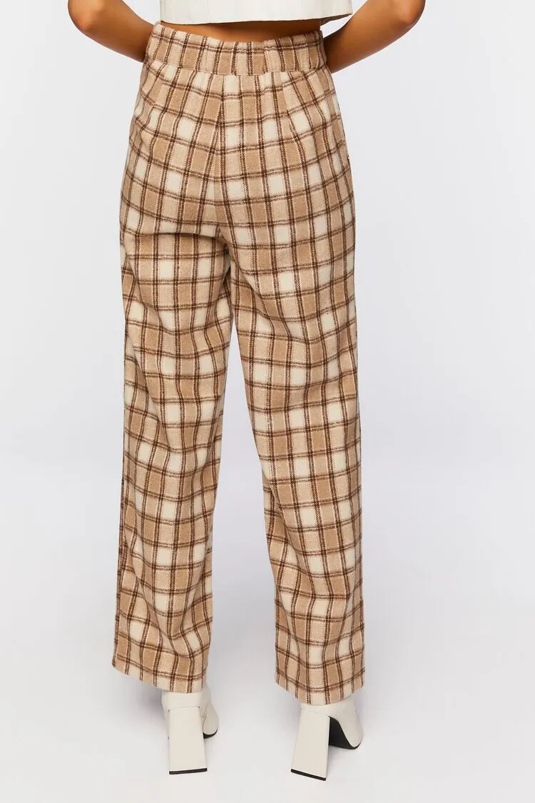 Plaid Straight-Leg Pants