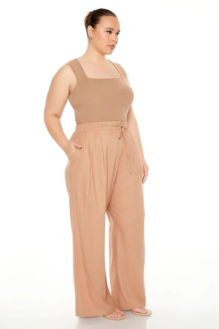 Plus Size Drawstring Wide-Leg Pants
