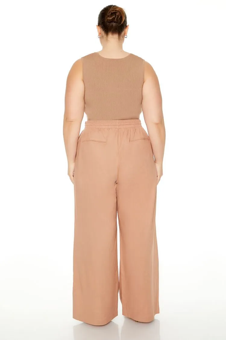 Plus Size Drawstring Wide-Leg Pants