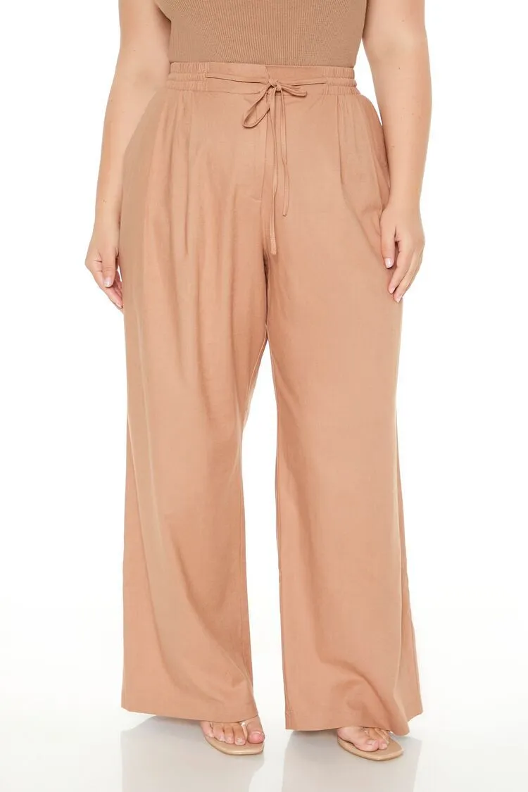 Plus Size Drawstring Wide-Leg Pants