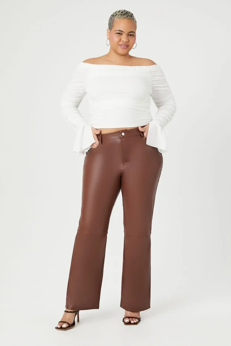 Plus Size Faux Leather Straight Pants