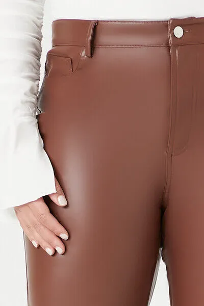Plus Size Faux Leather Straight Pants