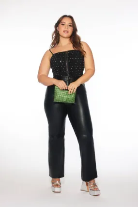 Plus Size Faux Leather Straight Pants