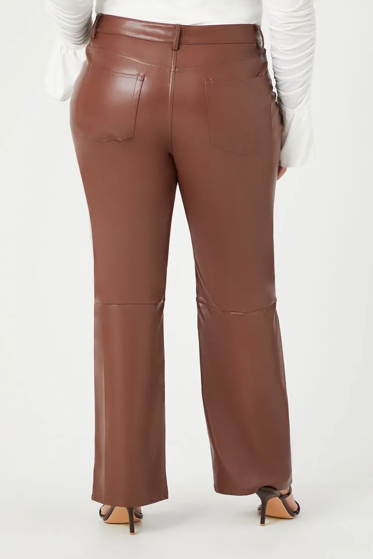 Plus Size Faux Leather Straight Pants